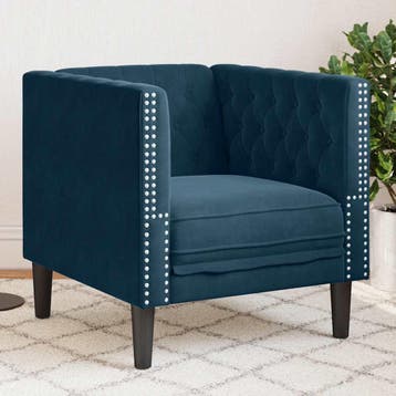vidaXL Fauteuil Chesterfield-stijl fluweel blauw, Huis en Inrichting, Eenpersoons, Verzenden, Nieuw, Minder dan 150 cm