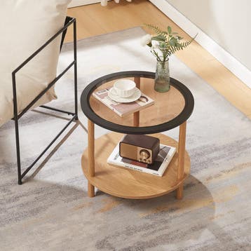 Bijzettafel Latama rond Ø51x45 cm zwart en brons [en.casa], Huis en Inrichting, Verzenden, Nieuw