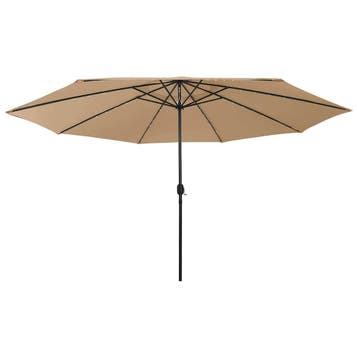 vidaXL Parasol met LED-verlichting 400 cm taupe, Verzenden, Nieuw, Meer dan 4 meter