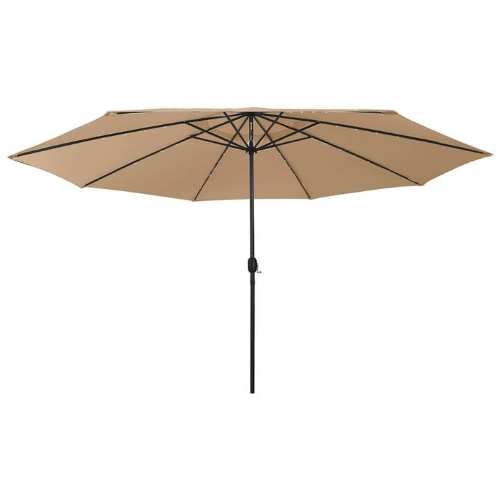 vidaXL Parasol met LED-verlichting 400 cm taupe, Tuin en Terras, Parasols, Nieuw, Meer dan 4 meter, Verzenden