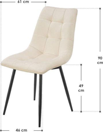 2dekans | Stalen Eetkamerstoelen Blanca - Set van 2 - Beige, Huis en Inrichting, Stoelen, Ophalen of Verzenden, Zo goed als nieuw