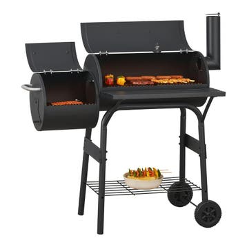 Smoker barbecue Arielli 115x110x64 cm zwart casa.pro, Tuin en Terras, Houtskoolbarbecues, Verzenden, Nieuw