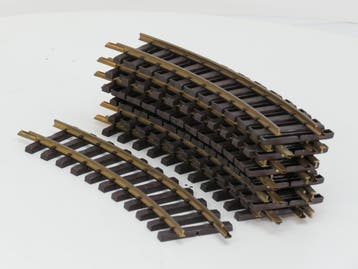 LGB 11000 Set 12St. Gebogenes Gleis, R1,30 Grad (Messing), Gebruikt, Rails, Ophalen of Verzenden, LGB