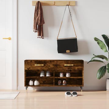 vidaXL Schoenenbank 102x35x55 cm bewerkt hout gerookt, Verzenden, Nieuw