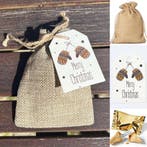Jute giftbag met gelukspoppetje Rendier en fortune cookie, Diversen, Kerst, Verzenden, Nieuw