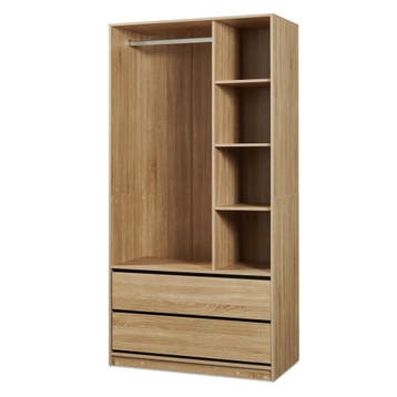 Open kledingkast Vippsaki met 4 vakken 2 lades 200x100x50 cm, Huis en Inrichting, Kasten | Kledingkasten, Verzenden, Nieuw