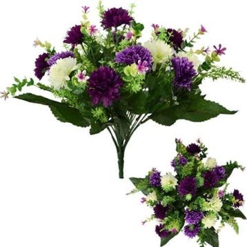 Zijden boeket spiky mum large mixed bush ivory lilac purple, Ophalen of Verzenden, Nieuw