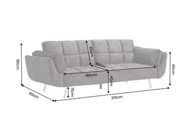 Slaapbank BOUTIQUE 215cm 3-zits fluweel donkergrijs - 48982, Ophalen of Verzenden, Nieuw
