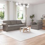 vidaXL Bankstel 2 pcs Taupe 215 x 82 x 80 cm Stof, Huis en Inrichting, Banken | Bankstellen, Verzenden, Nieuw, Stof, Minder dan 150 cm