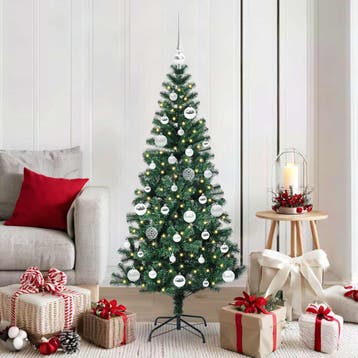 vidaXL Kunstmatig Voorverlicht Kerstboom Groen 150 cm PVC en, Verzenden, Nieuw