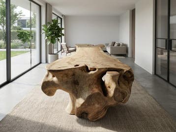 Suar Waterval Tafel 625 cm | Massief Suarhout | XXL L-tafel, Huis en Inrichting, Tafels | Eettafels, Ophalen, 100 tot 150 cm, Vijf personen of meer