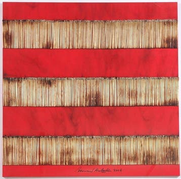 Bernard Aubertin (1934-2015) - Dessin de Feu sur Table Rouge