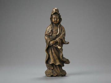 Vintage Japanese Ceramic Buddhist Statue - Standing Kannon