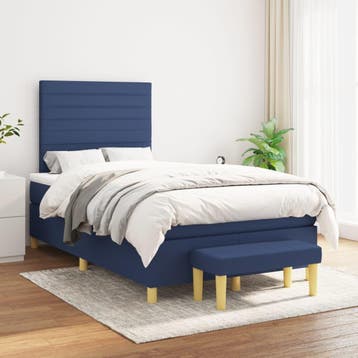 vidaXL Boxspring met matras stof blauw 120x200 cm, Nieuw, Twijfelaar, 120 cm, 200 cm