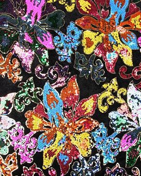 Paillettenstof Bloemen Multicolor, Nieuw, Overige kleuren