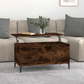 vidaXL Salontafel 90x44,5x45 cm bewerkt hout gerookt, Minder dan 50 cm, 50 tot 100 cm, Verzenden, Nieuw