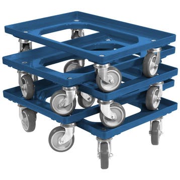 Dolly 60x40x15 blauw met 4 rubberen zwenkwielen, nieuw - Set, Ophalen of Verzenden