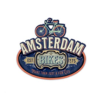 MDF magneet vintage Amsterdam bikes blue, Ophalen of Verzenden, Nieuw