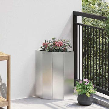 vidaXL Hoek Plantbak zilver 30 x 30 x 50 cm Roestvrij staal, Tuin en Terras, Verzenden, Minder dan 60 cm, Nieuw, Metaal
