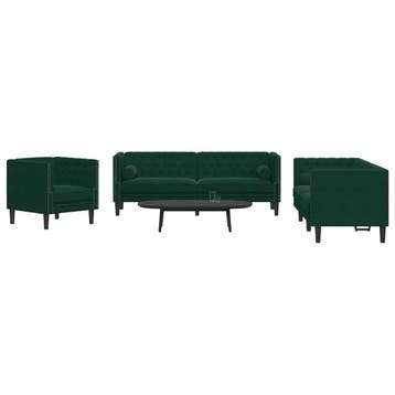 vidaXL 3-delige Loungeset Chesterfield en bolsters fluweel, Verzenden, Nieuw, Vierpersoons of meer, Stof