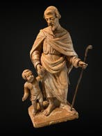 sculptuur, Jozef met Christus - 51 cm - Terracotta - 1780