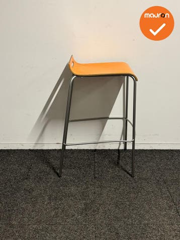 Oranje Van der Sluis Kruk – Refurbished Design met Chroom, Vergader- of Presentatieruimte, Ophalen of Verzenden, Gebruikt, Stoel