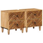 vidaXL Nachtkastje 2 pcs Bruin 40 x 33,5 x 46 cm Massief, Minder dan 45 cm, Verzenden, Nieuw, Minder dan 55 cm