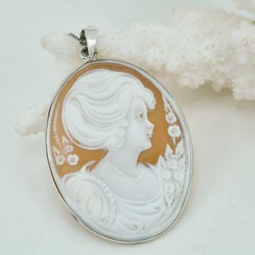 Zilver, Zonder reservering - Cameo - Handgesneden camee