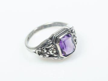 - 835 zilver - natuurlijk amethist - Ring