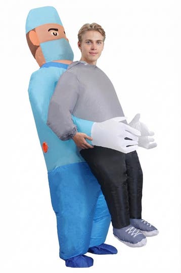 KIMU® Opblaas Kostuum Gedragen Door Dokter Opblaasbaar pak D, Carnaval, Nieuw, Overige maten, Ophalen of Verzenden