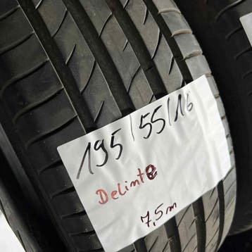 2 x Delinte 195-55-16 Zomerbanden 7,5mm, Gebruikt, 16 inch, Ophalen of Verzenden, Band(en)
