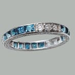 Ring Platina, .999 Eternity Art Déco - 15 saffieren, Sieraden, Tassen en Uiterlijk, Ringen, Nieuw