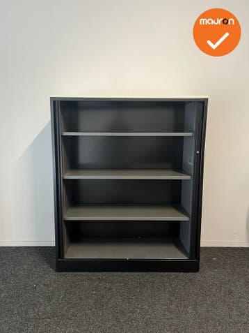 Roldeurkast - Ahrend - 144x120x45cm - zwart, Werkplek, Ophalen of Verzenden, Gebruikt, Kast