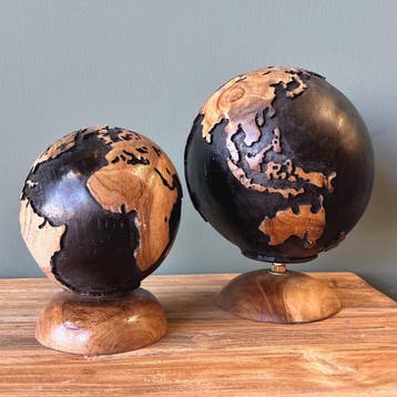 Houten Wereldbol Zwart -  15 cm, Ophalen of Verzenden, Nieuw