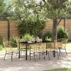 vidaXL Tuin eettafelset 7 pcs Bruin poly rattan, Tuin en Terras, Verzenden, Nieuw, Rotan, 7 zitplaatsen