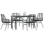 vidaXL 5-delige Tuinset poly rattan glas zwart, 4 zitplaatsen, Nieuw, Tuinset, Verzenden