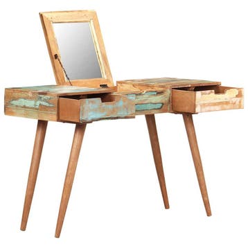 vidaXL Kaptafel met spiegel 112x45x76 cm massief gerecycled, Huis en Inrichting, Tafels | Kaptafels, Verzenden, Nieuw