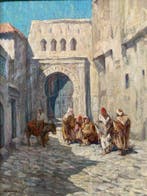 Willem Noordijk (1887-1970) - Street Scene, Tangier, Antiek en Kunst, Kunst | Schilderijen | Klassiek