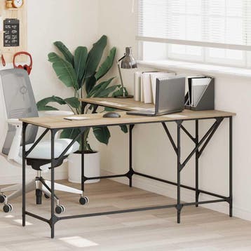 vidaXL Bureau 149x149x75 cm bewerkt hout sonoma eikenkleurig, Huis en Inrichting, Bureaus, Verzenden, Nieuw