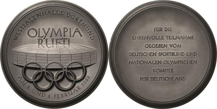Kohlemedaille Olympische Spiele en Kongresse Oslo 1952 Vi..., Postzegels en Munten, Penningen en Medailles, Verzenden