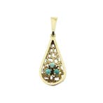 Vintage gouden hanger met turquoise. (Hanger of bedel), Ophalen of Verzenden, Gebruikt, Goud, Overige merken