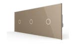 Livolo Touch Dimmer Wisselschakelaar | Goud | 1+1+1 | Glas, Ophalen of Verzenden, Nieuw, Schakelaar