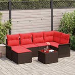 vidaXL Tuin Sofa Set met opslag 7 pcs Bruin poly rattan, Verzenden, Nieuw, Rotan