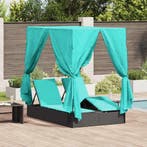 vidaXL Dubbele ligbed Turquoise 205 x 129 x 200 cm poly, Tuin en Terras, Ligbedden, Verzenden, Nieuw
