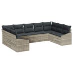 vidaXL Tuinbankenset met opslag 9 pcs Lichtgrijs poly rattan, Verzenden, Nieuw, Rotan, Meer dan 8 zitplaatsen