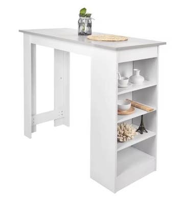 Luxe Bartafel met opbergruimte en planken – Wit Houtlook, Huis en Inrichting, Verzenden, Nieuw