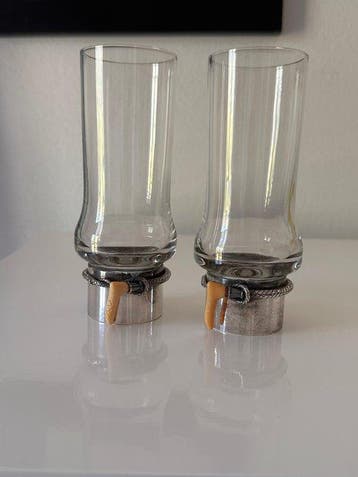 Gucci - Drankservies (2) - Glas, verzilverd metaal -