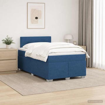 vidaXL Boxspring Bed met Matras en LED Blauw 120 x 200 cm, Verzenden, Nieuw, Twijfelaar, Blauw