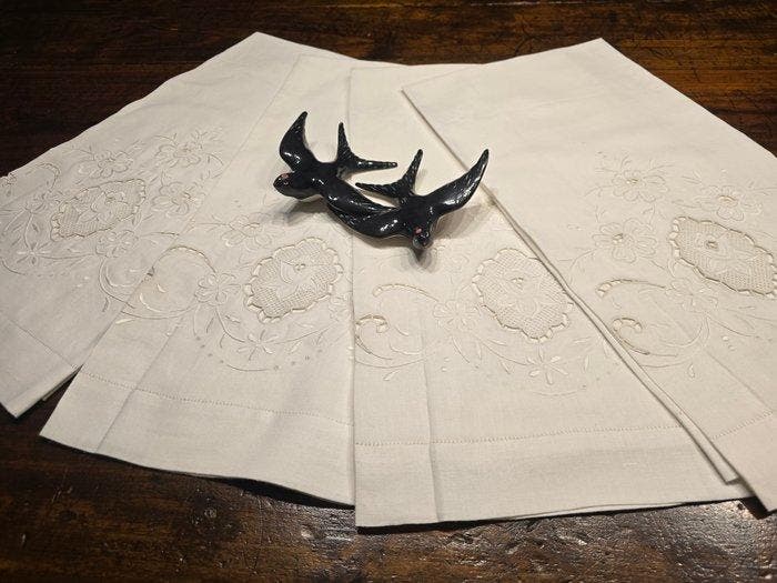 Handdoek (4) - 109 cm - 71 cm - Antieke decoraties, Antiek en Kunst, Antiek | Kleden en Textiel