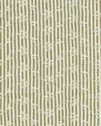 Poplin Katoen Geborduurde Bloemen Strepen Groen, Hobby en Vrije tijd, Nieuw, Groen